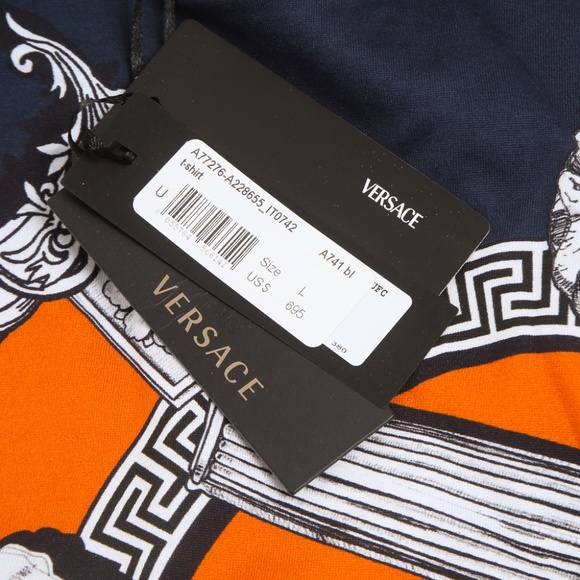 Versace NWT $695 Blue & Orange w/ White Medusa Tee - Picture 10 of 10